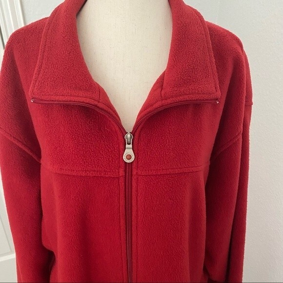 Catalina Fleece Red Zip Front Jacket Pockets Comfy Sexy Casual Size 1X - Picture 6 of 12